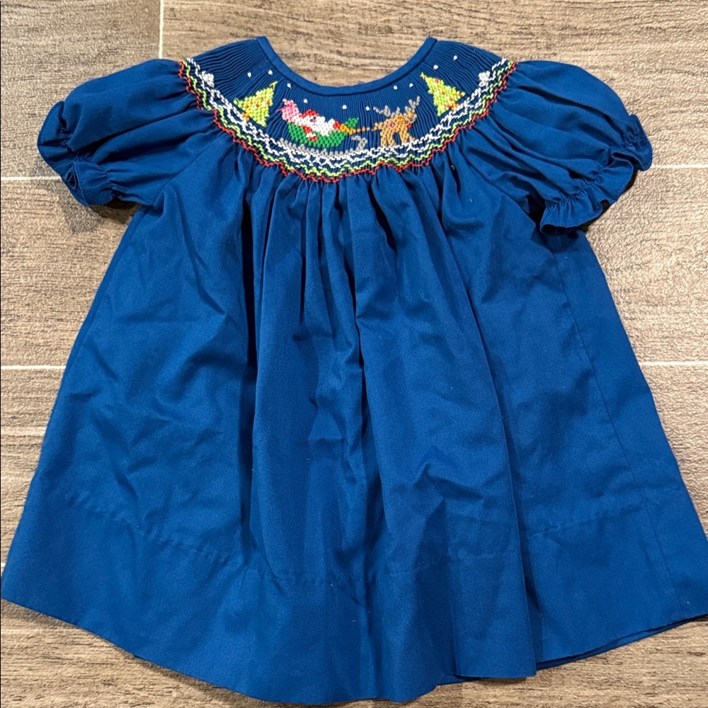 Blue Smocked Kids Casual Dress Size 9m $15